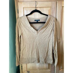 Banana Republic | Silk Cashmere Soft Brown/Tan V-neck Sweater Top | Small